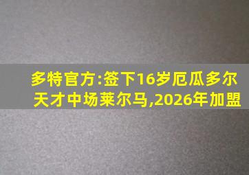 多特官方:签下16岁厄瓜多尔天才中场莱尔马,2026年加盟